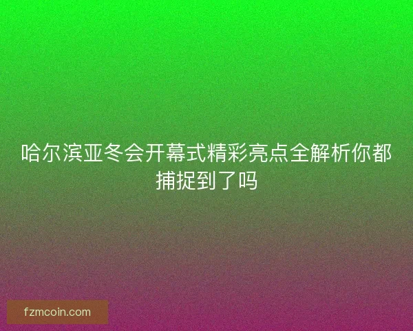 哈尔滨亚冬会开幕式精彩亮点全解析你都捕捉到了吗